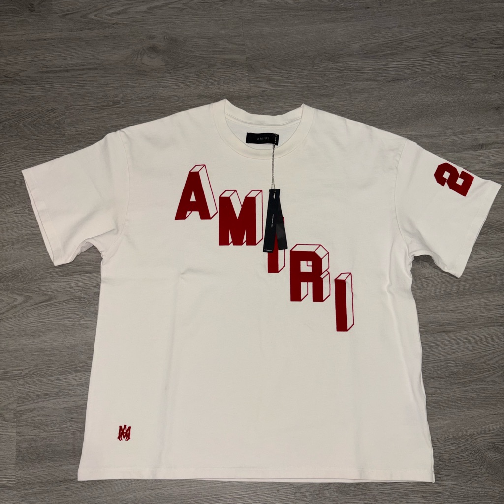 Amiri White Tee With Red 3d Lettering